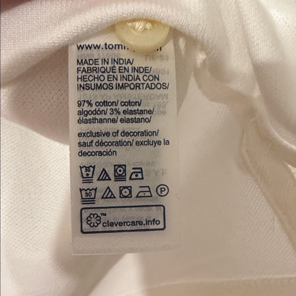 Tommy Hilfiger Men's Cream/White Polo Shirt with Subtle Logo size XL, NWOT - Picture 5 of 5